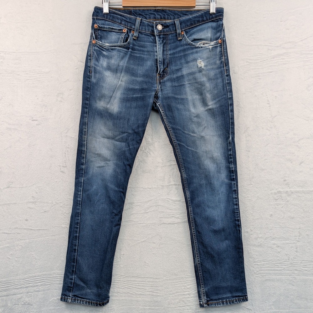 Levi's 511 Jeans Men's 32x30 Blue Slim Fit Medium Wash Distressed Stretch Indie